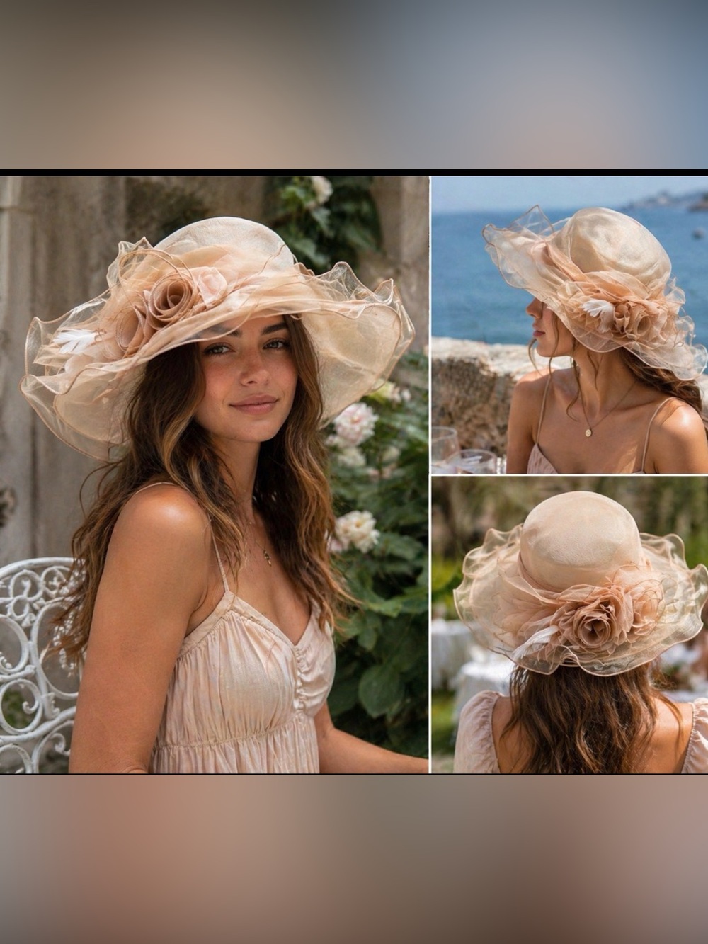 Bellady Kentucky Derby hat church hat tan